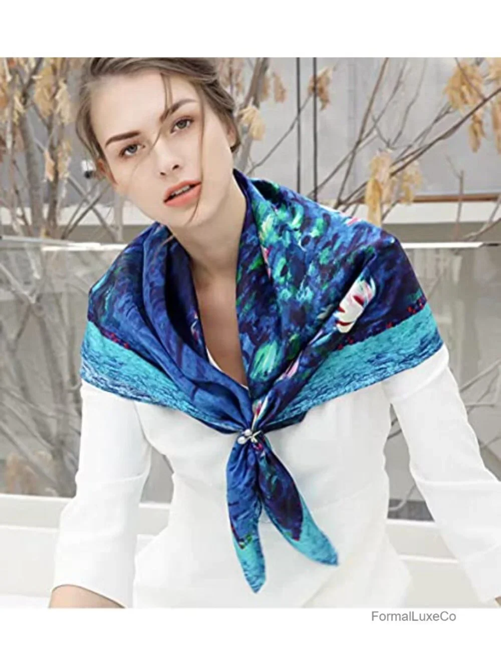 100% Mulberry Silk Square Scarf, Hair Wrap, Gift Boxed